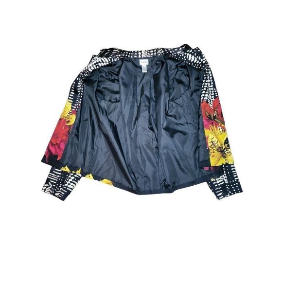 Chicos‎ Floral Button Up Sz 2 Blazer Women Multicolor Long Sleeve - Picture 6 of 7